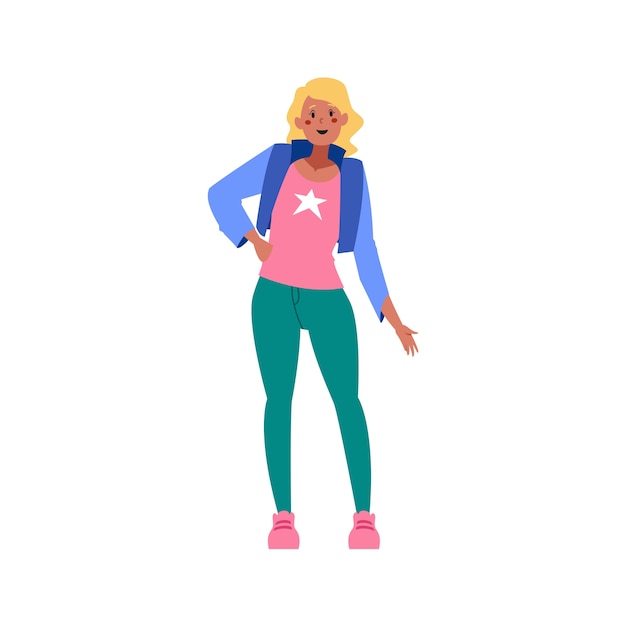 Ilustración de niña joven en dibujos animados
