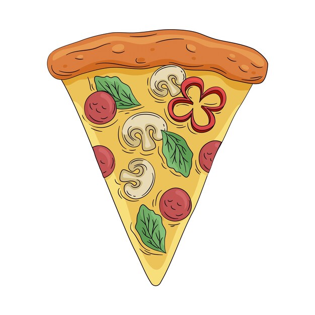 Ilustración de una pizza dibujada a mano
