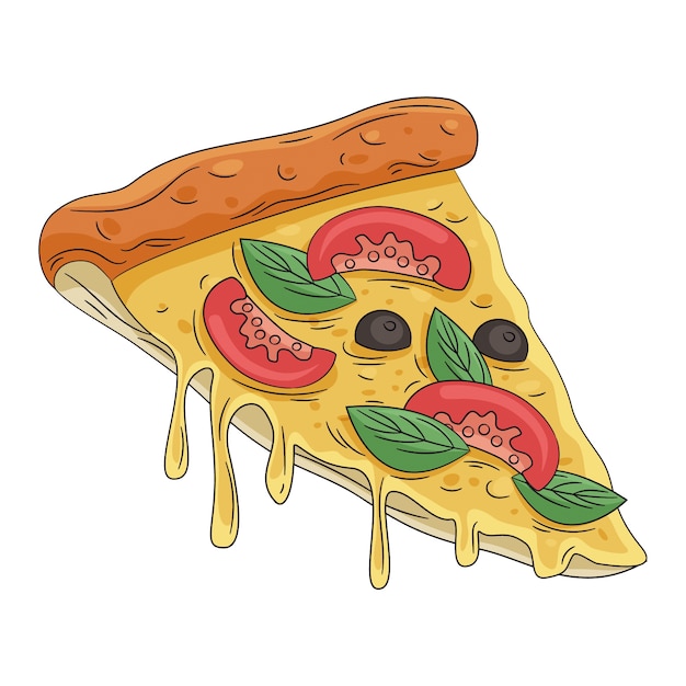 Ilustración de una pizza dibujada a mano