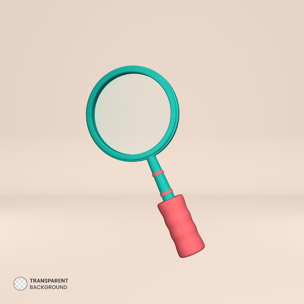 Ilustración de procesamiento 3d aislado de icono de lupa