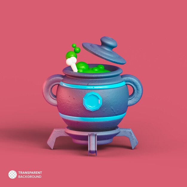 Ilustración de procesamiento 3d aislado de icono de olla de poción