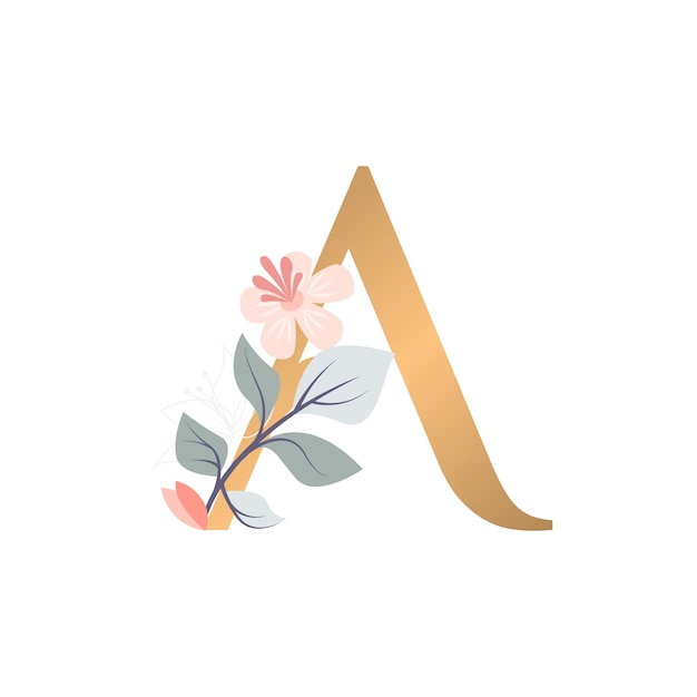 Ilustración realista del alfabeto floral aislada