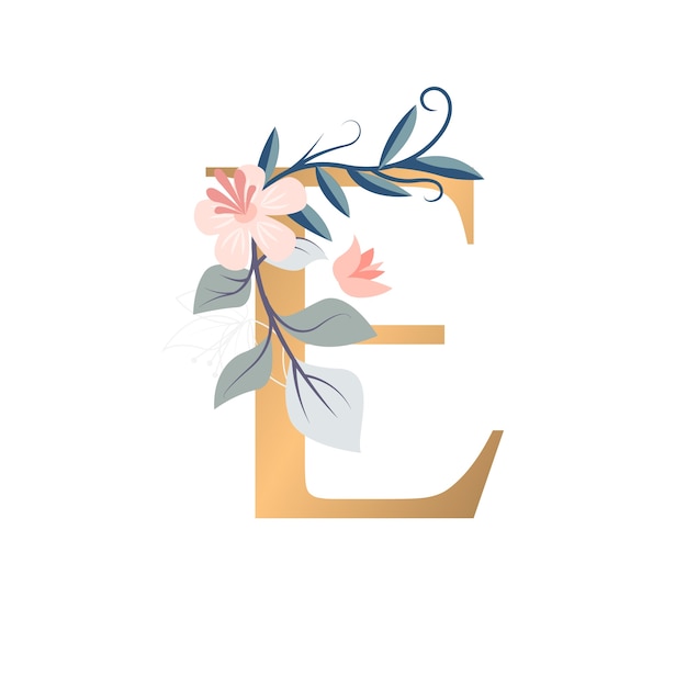 Ilustración realista del alfabeto floral aislada