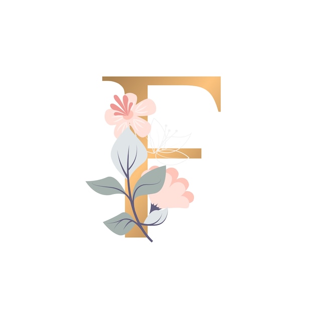 Ilustración realista del alfabeto floral aislada