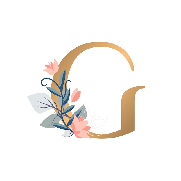 Ilustración realista del alfabeto floral aislada