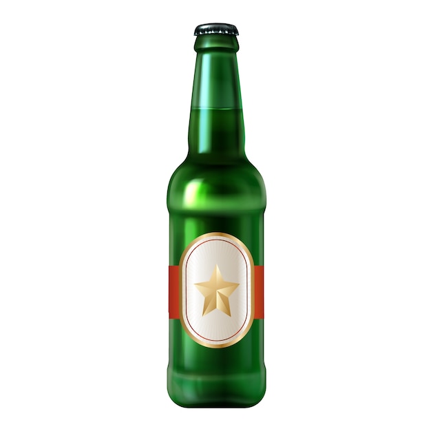 PSD gratuito ilustración realista de una botella de cerveza