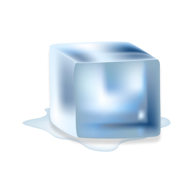 Ilustración realista del cubo de hielo