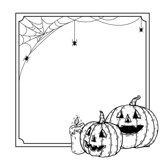 Ilustración realista de halloween dibujada a mano con calabazas