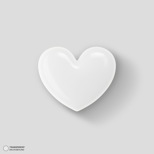 Ilustración de render 3d en forma de corazón blanco