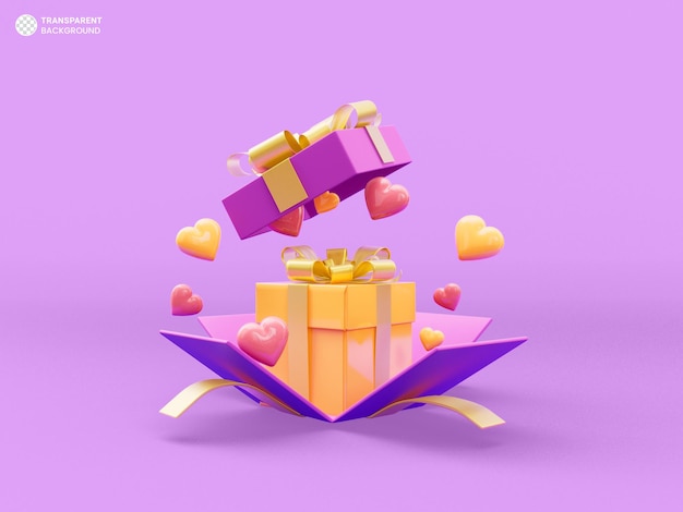 Ilustración de render 3d de icono de regalo de caja de regalo abierta