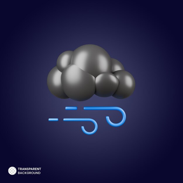 Ilustración de render 3d de icono de viento nublado