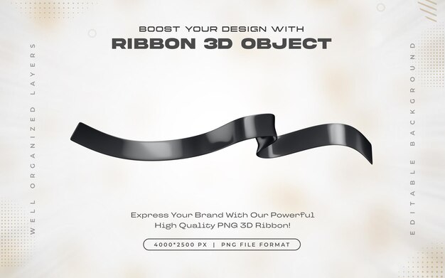 Ilustración de renderización 3D aislada con icono de cinta negra