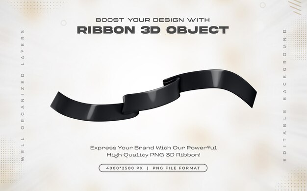 Ilustración de renderización 3D aislada con icono de cinta negra
