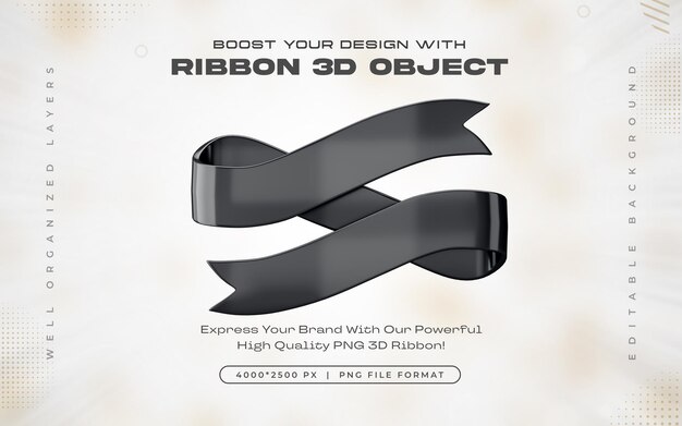 Ilustración de renderización 3D aislada con icono de cinta negra