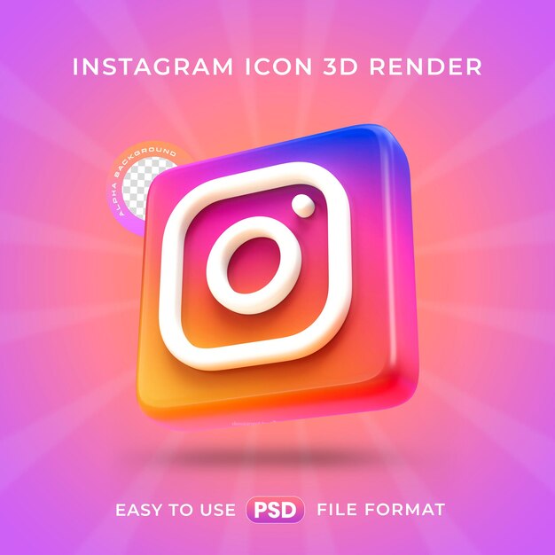 Ilustración de renderización 3D aislada del icono del logotipo de Instagram