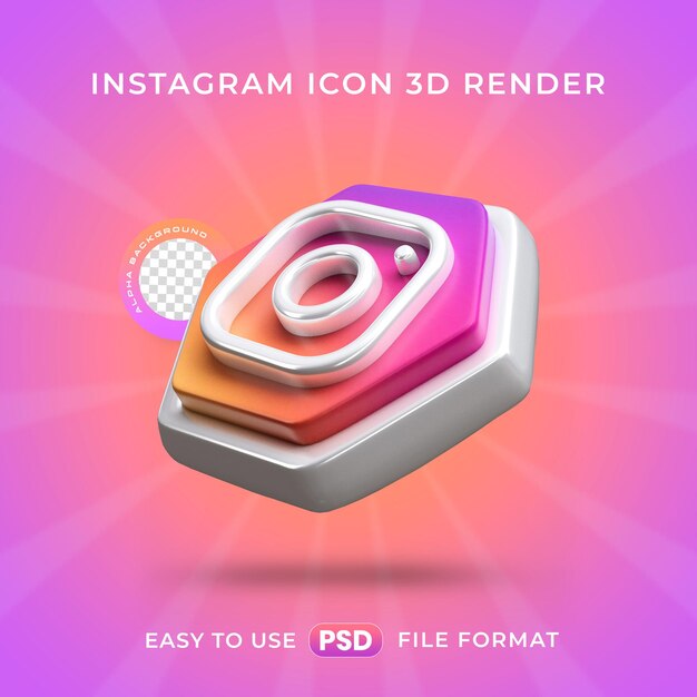 Ilustración de renderización 3D aislada del icono del logotipo de Instagram