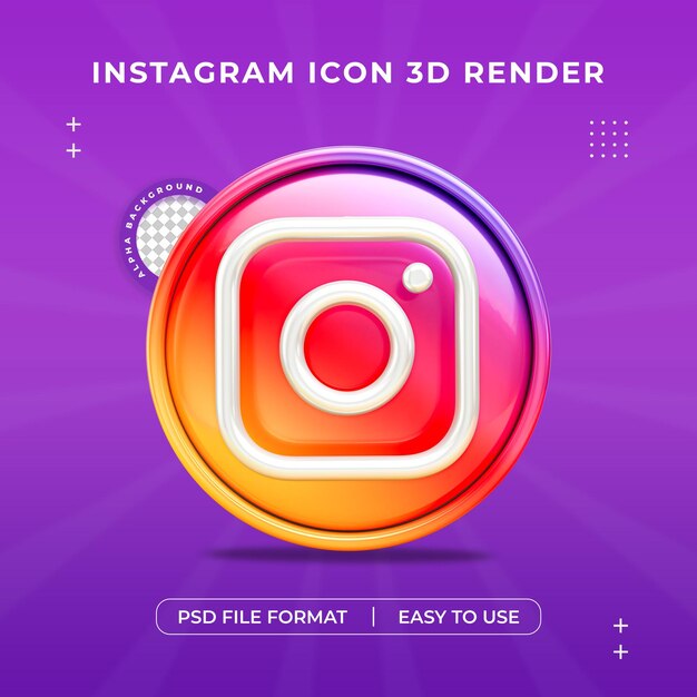 Ilustración de renderización 3D aislada del icono del logotipo de Instagram