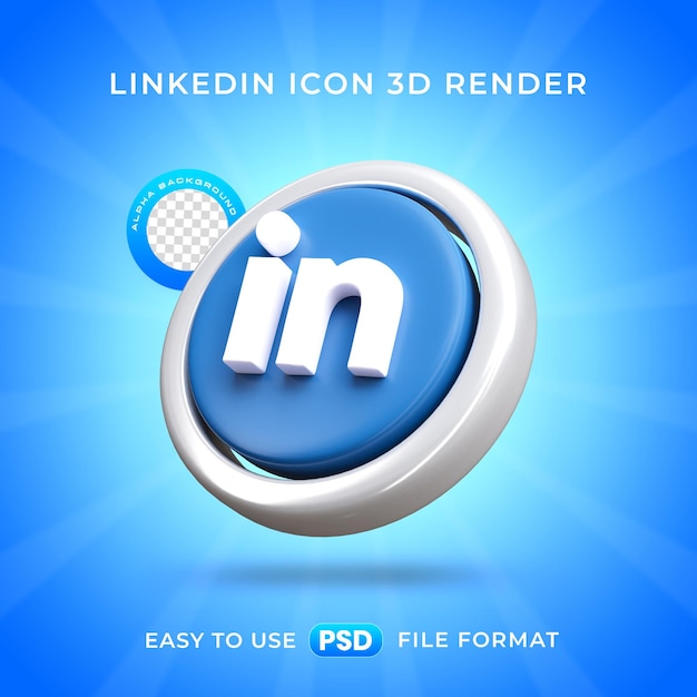 PSD gratuito ilustración de renderización 3d aislada del icono del logotipo de linkedin