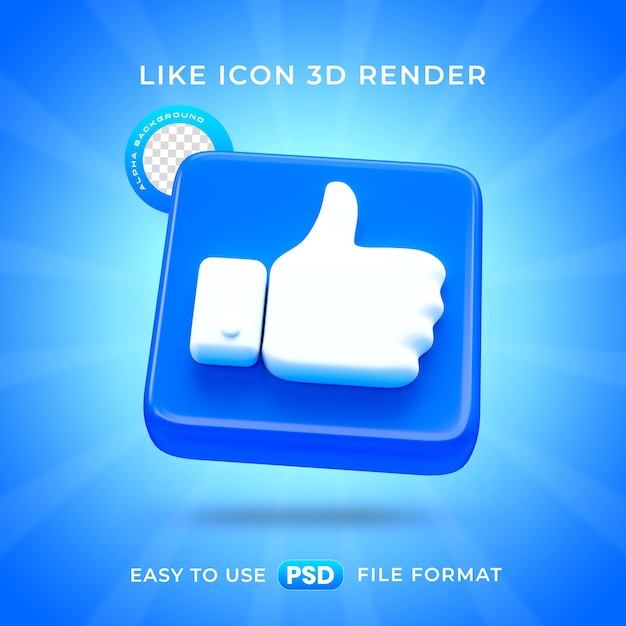 Ilustración de renderización 3D aislada con icono de reacción similar