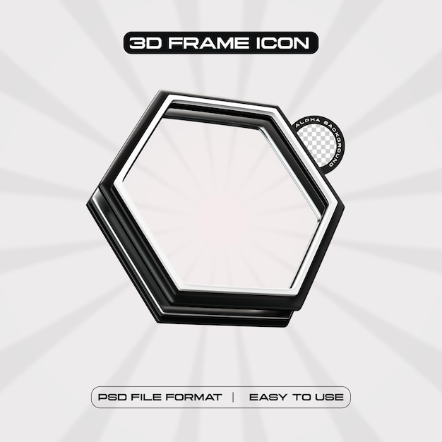 Ilustración de renderización 3D del cuadro de perfil hexagonal de las redes sociales