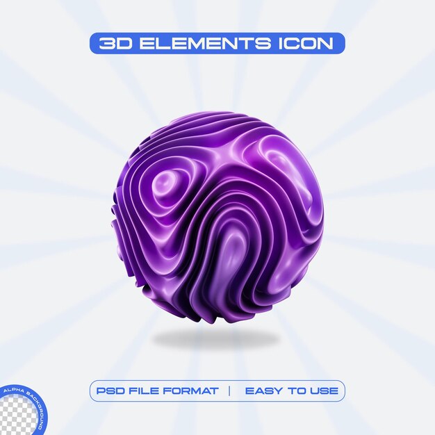 Ilustración de renderización en 3D de la forma abstracta de la bola