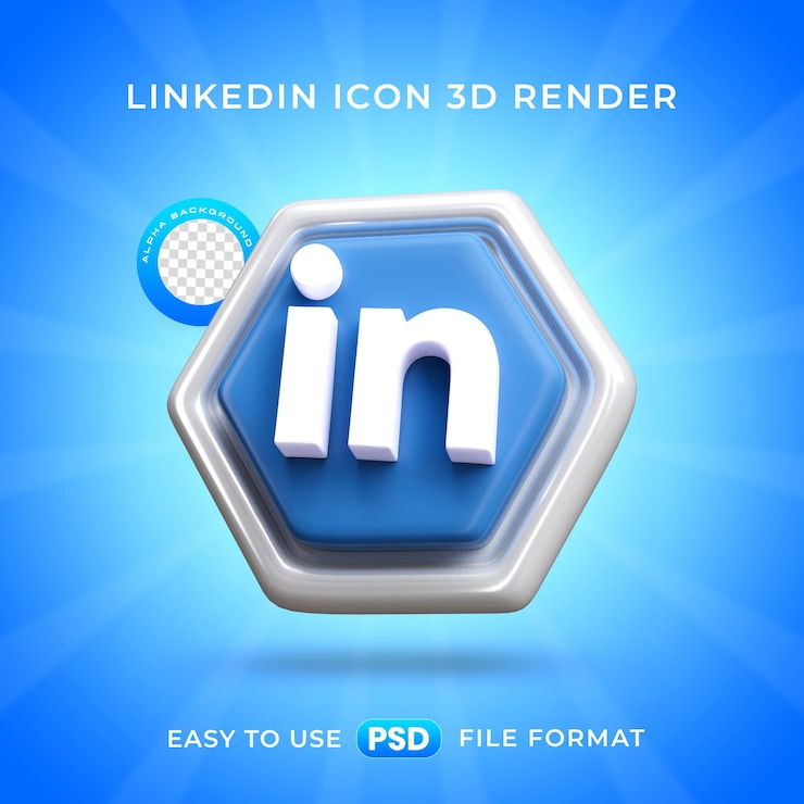 PSD gratuito ilustración de renderizado 3d aislado de un icono con el logo de linkedin