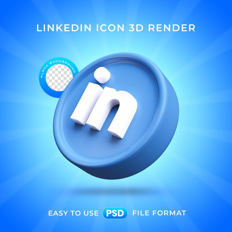 PSD gratuito ilustración de renderizado 3d aislado de un icono con el logo de linkedin