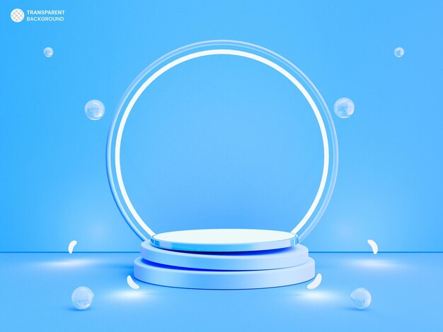 Ilustración de renderizado 3d de podio de exhibición de producto azul