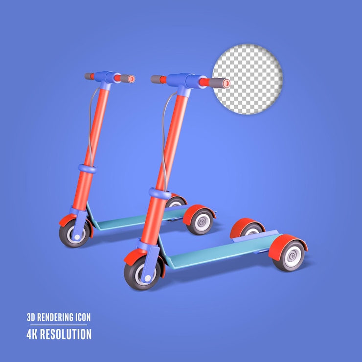 PSD gratuito ilustración de renderizado 3d scooter de pedales icono aislado