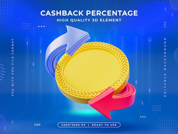 PSD gratuito ilustración de representación 3d aislada del icono de reembolso