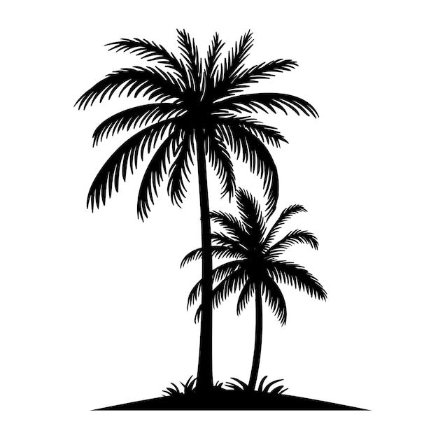 Ilustración de las siluetas de las palmeras