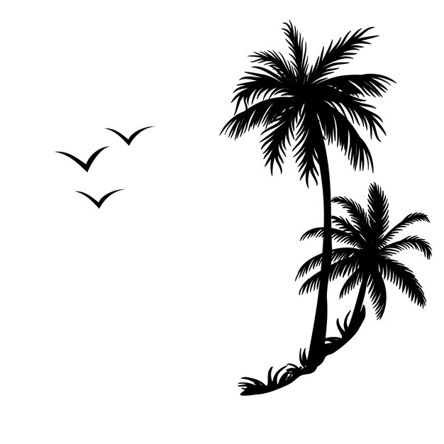 Ilustración de las siluetas de las palmeras