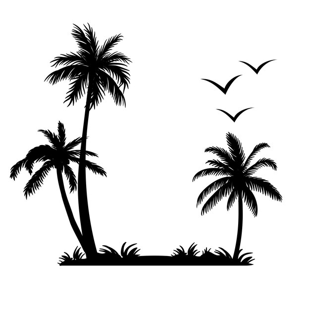 Ilustración de siluetas de palmeras