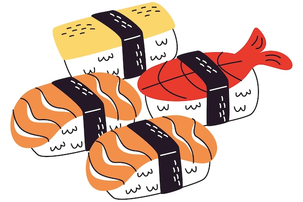Ilustración de sushi de comida rápida