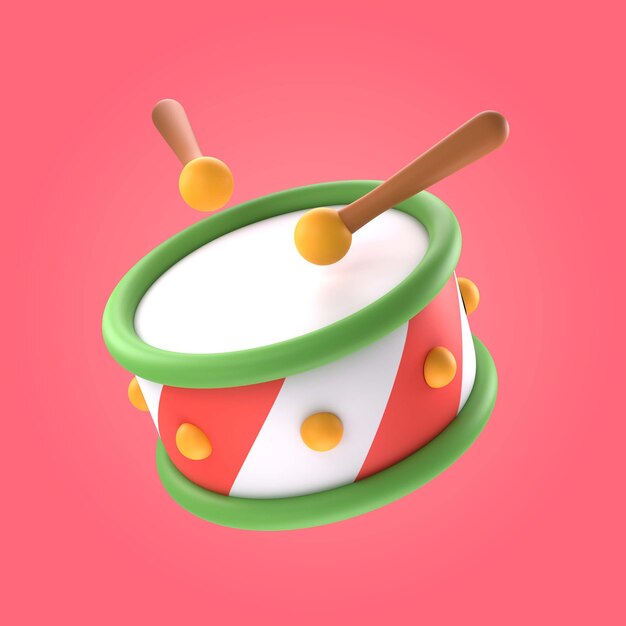 Ilustración de tambores de navidad 3d
