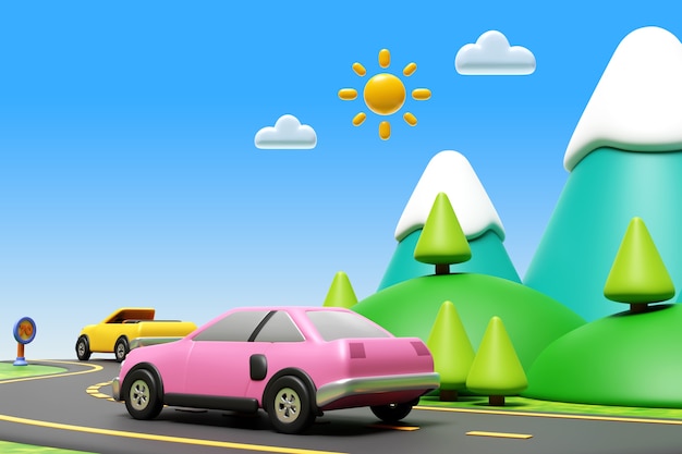 Ilustración de un viaje por carretera