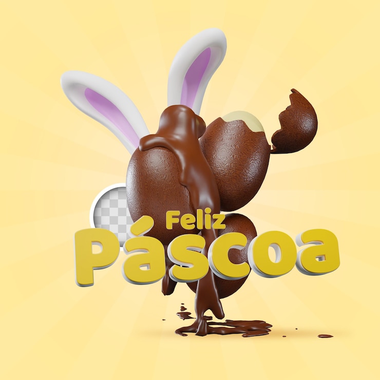 PSD Gratis ilustrasi 3d cokelat dan kelinci paskah