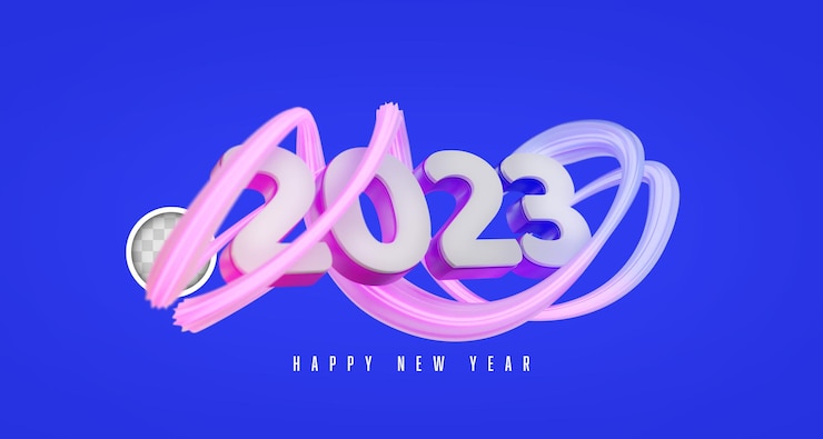 PSD Gratis ilustrasi 3d tahun baru 2023