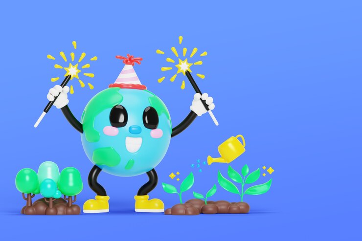 PSD Gratis ilustrasi 3d untuk perayaan hari bumi