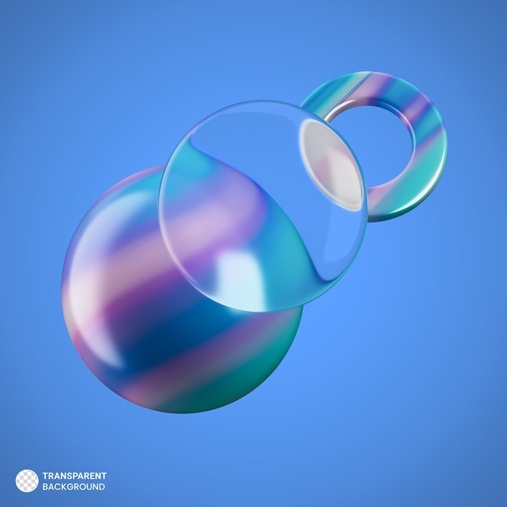 PSD Gratis ilustrasi bentuk bola kaca holografik 3d
