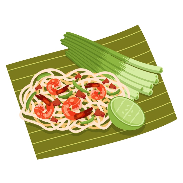 PSD Gratis ilustrasi makanan thailand yang diisolasi
