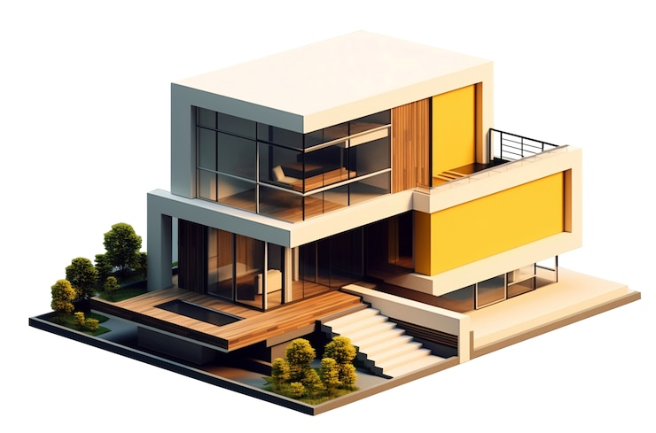 PSD Gratis ilustrasi properti dan rumah 3d