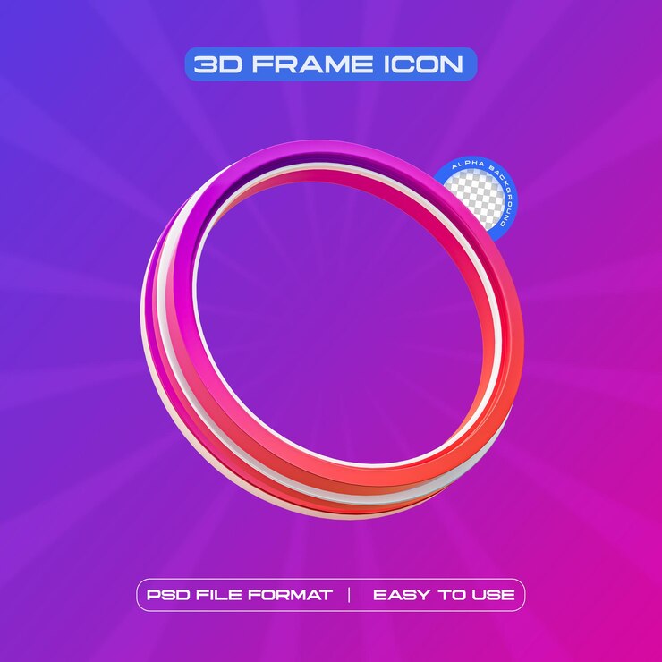 PSD Gratis ilustrasi render 3d bingkai profil lingkaran media sosial