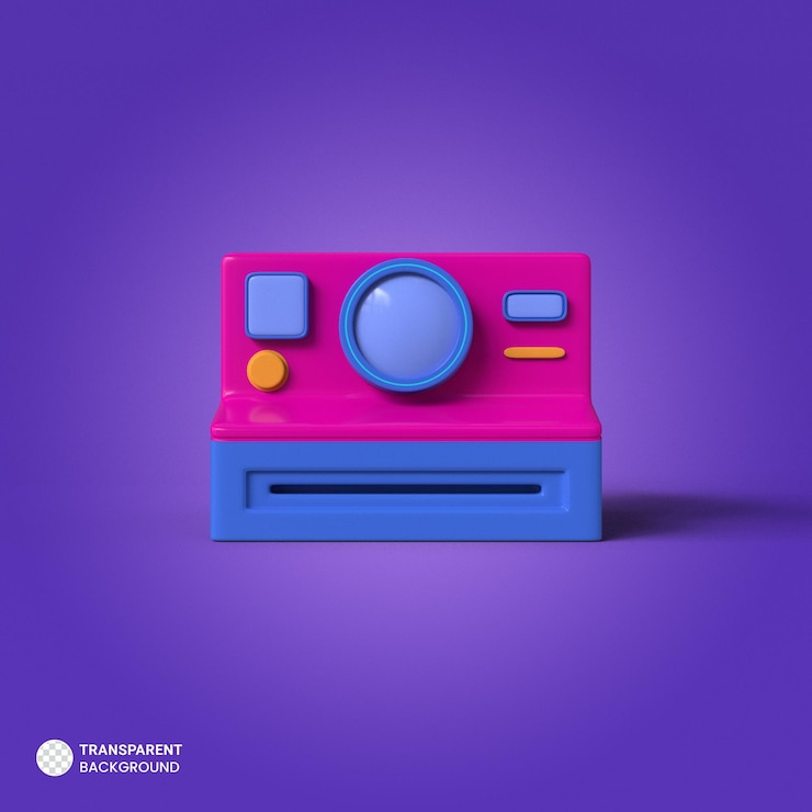 PSD Gratis ilustrasi render 3d ikon kamera retro yang diisolasi