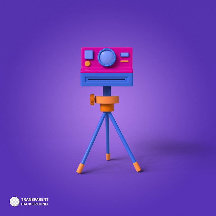PSD Gratis ilustrasi render 3d ikon kamera retro yang diisolasi