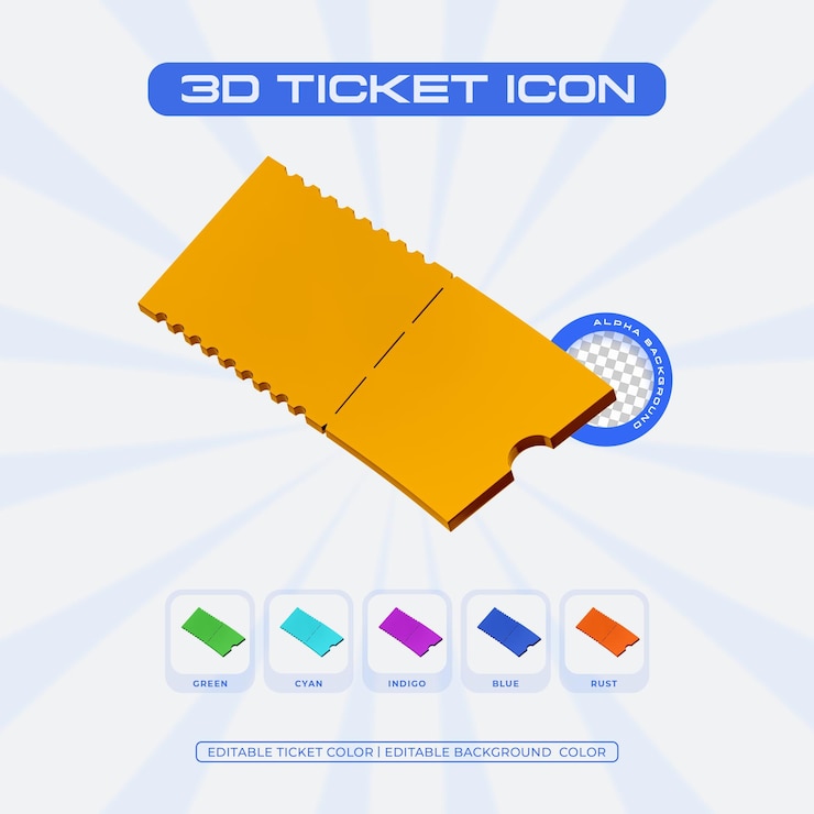 PSD Gratis ilustrasi render 3d ikon tiket kosong