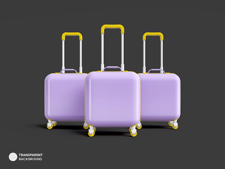 PSD Gratis ilustrasi render 3d terisolasi ikon koper bagasi perjalanan sisi keras