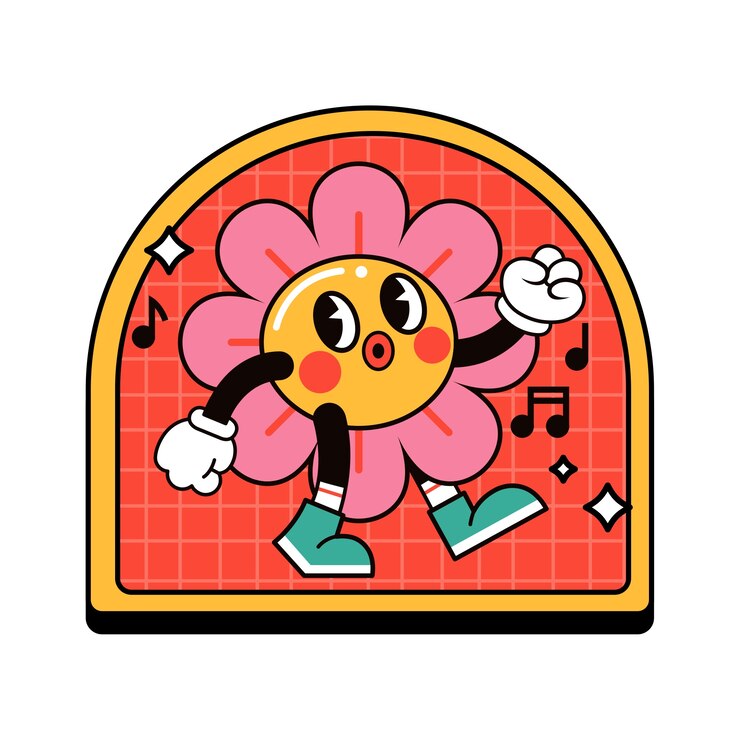 PSD Gratis ilustrasi stiker kartun retro