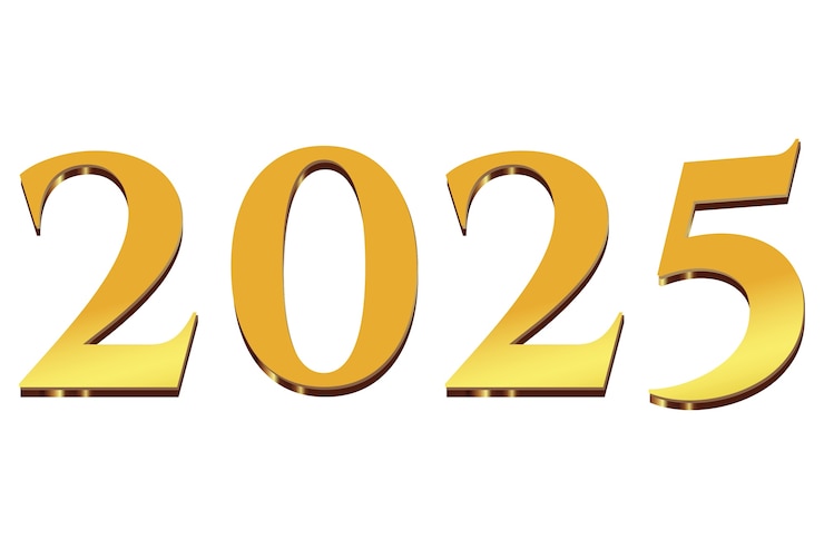 PSD Gratis ilustrasi tahun baru 2025 keemasan