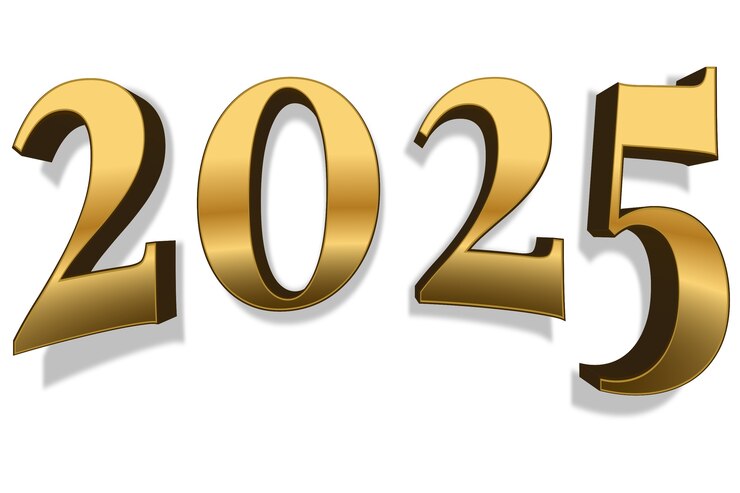PSD Gratis ilustrasi tahun baru 2025 keemasan